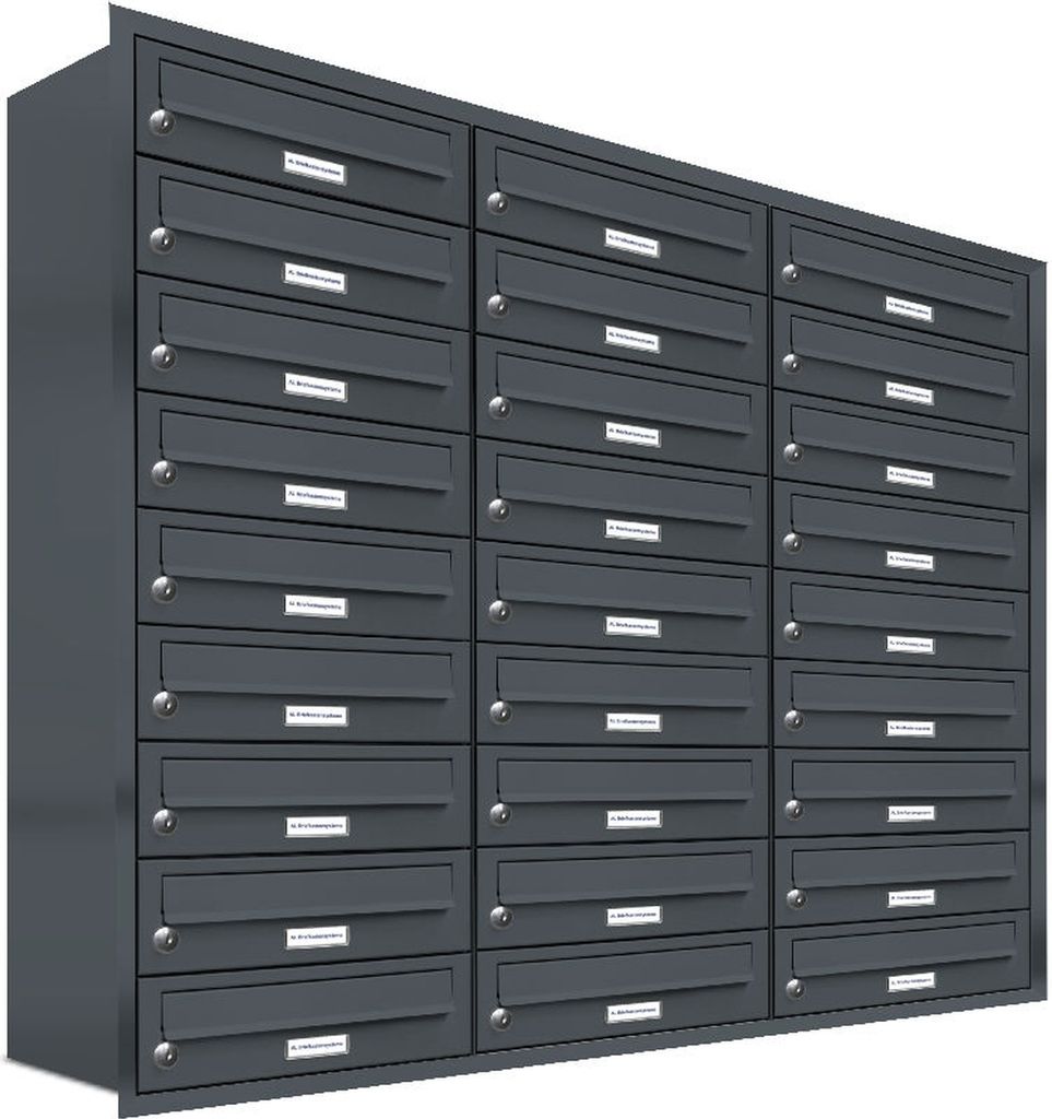 27er Briefkasten Anlage Unterputz Montage RAL 7016 Anthrazit