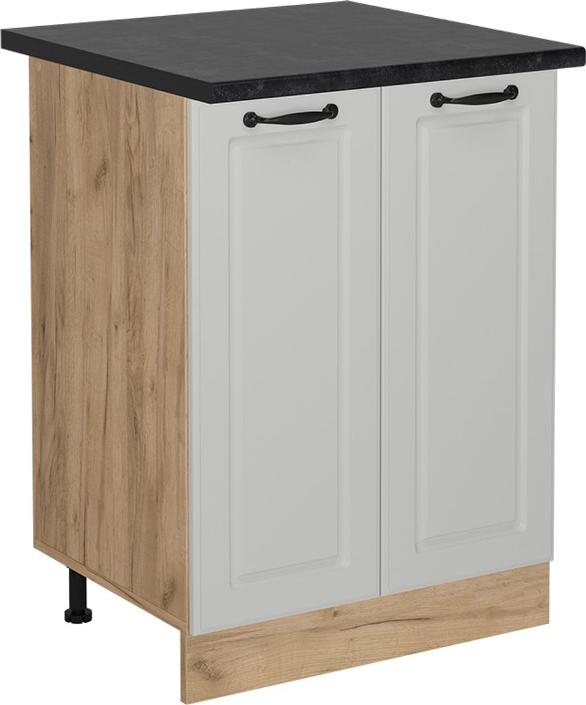 Küchenunterschrank Vicco R-Line Weiß Landhaus 60 cm , AP Anthrazit, Model 54023