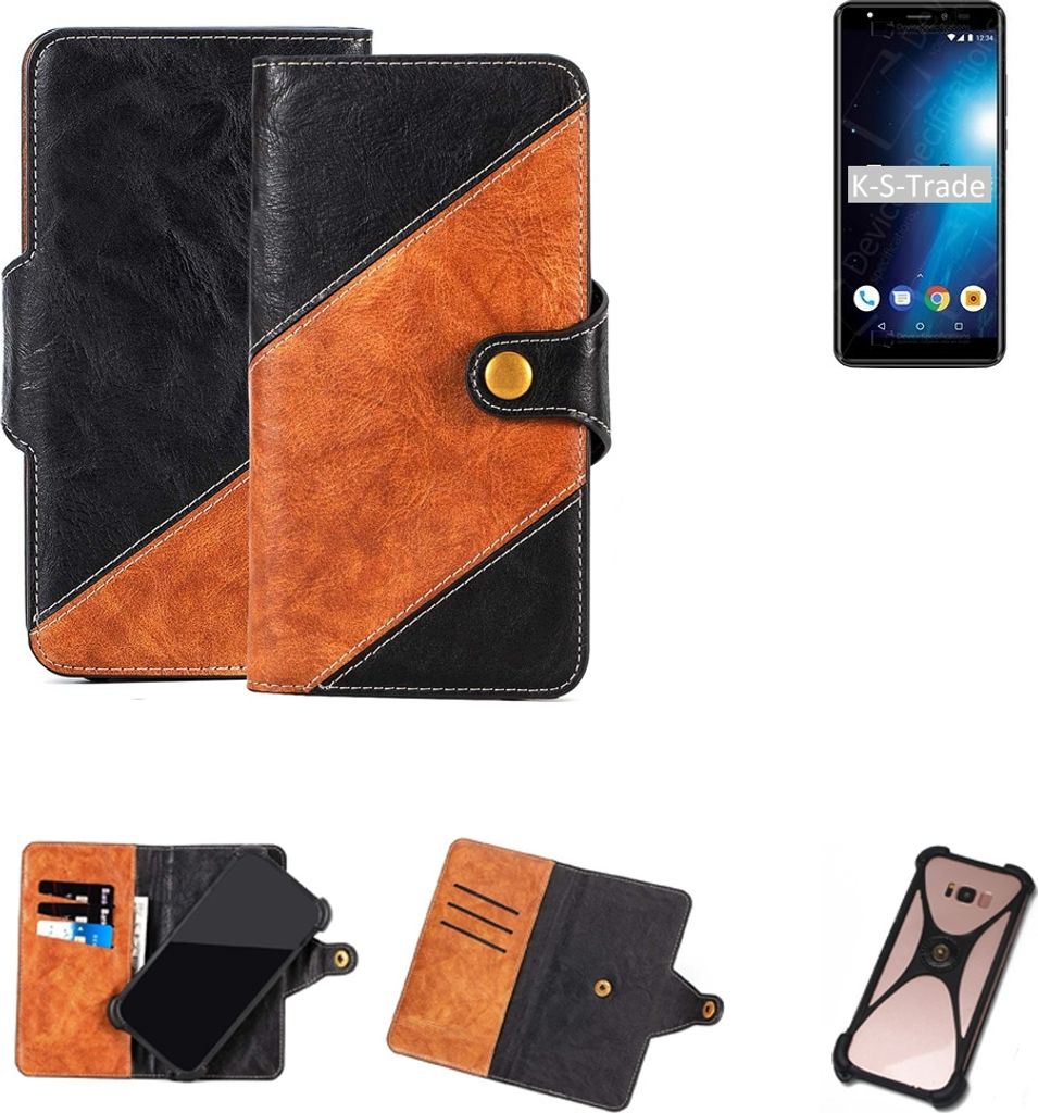 K-S-Trade Handyhülle Schutzhülle Bookstyle Case Wallet-Case kompatibel mit Energizer Power Max P551S Handy Cover Bumper Klapphülle schwarz