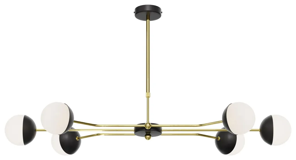 Lustre Suspension Moderne Métal Noir et Doré 6 Lumières G9 - TRENTO