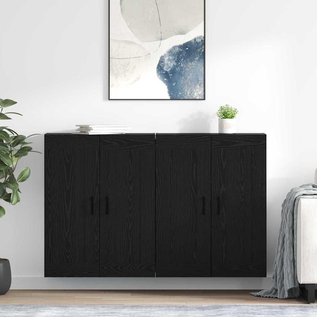 vidaXL Wandmontierter Schrank 2 pcs Schwarz Eichen-Optik Holzwerkstoff