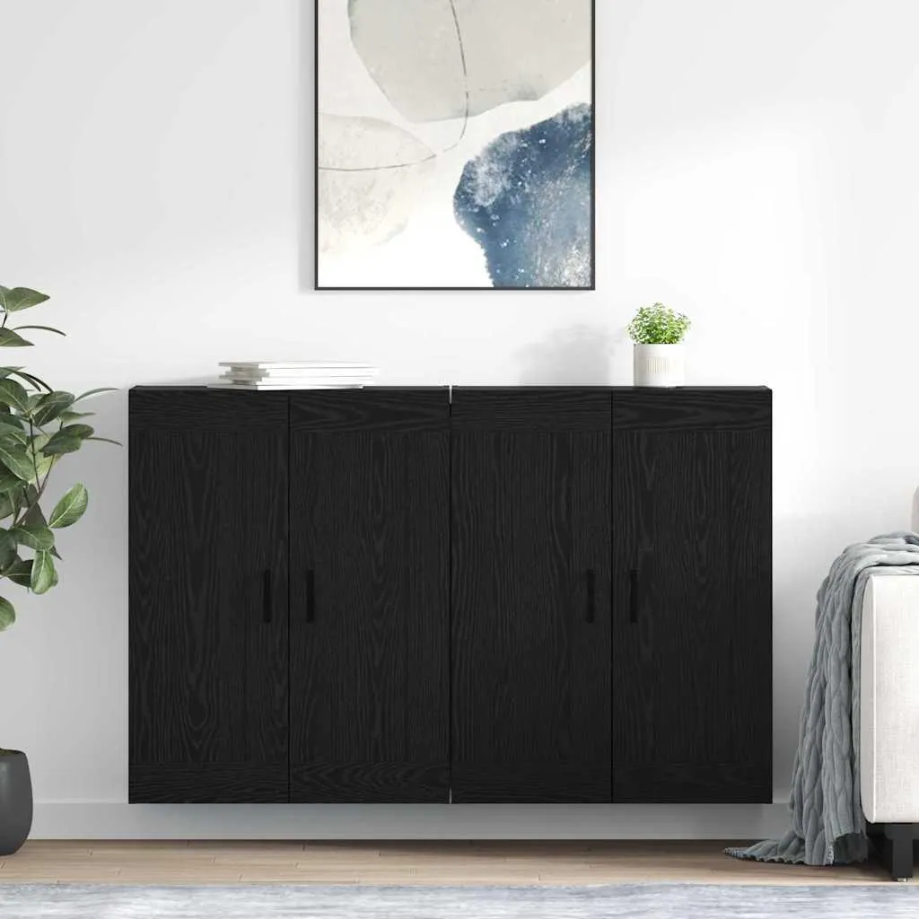 vidaXL Armadi a Muro 2 pz Look Rovere Nero - Pensili Design Moderno