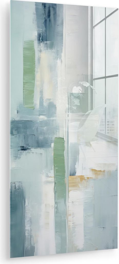 MuchoWow Glasbilder - Bilder auf Wandbild - Foto auf Glas Farbe - Moderne Kunst - Abstrakt - Grau 60x120 cm Wanddekoration aus Glas - Acrylglasbild...