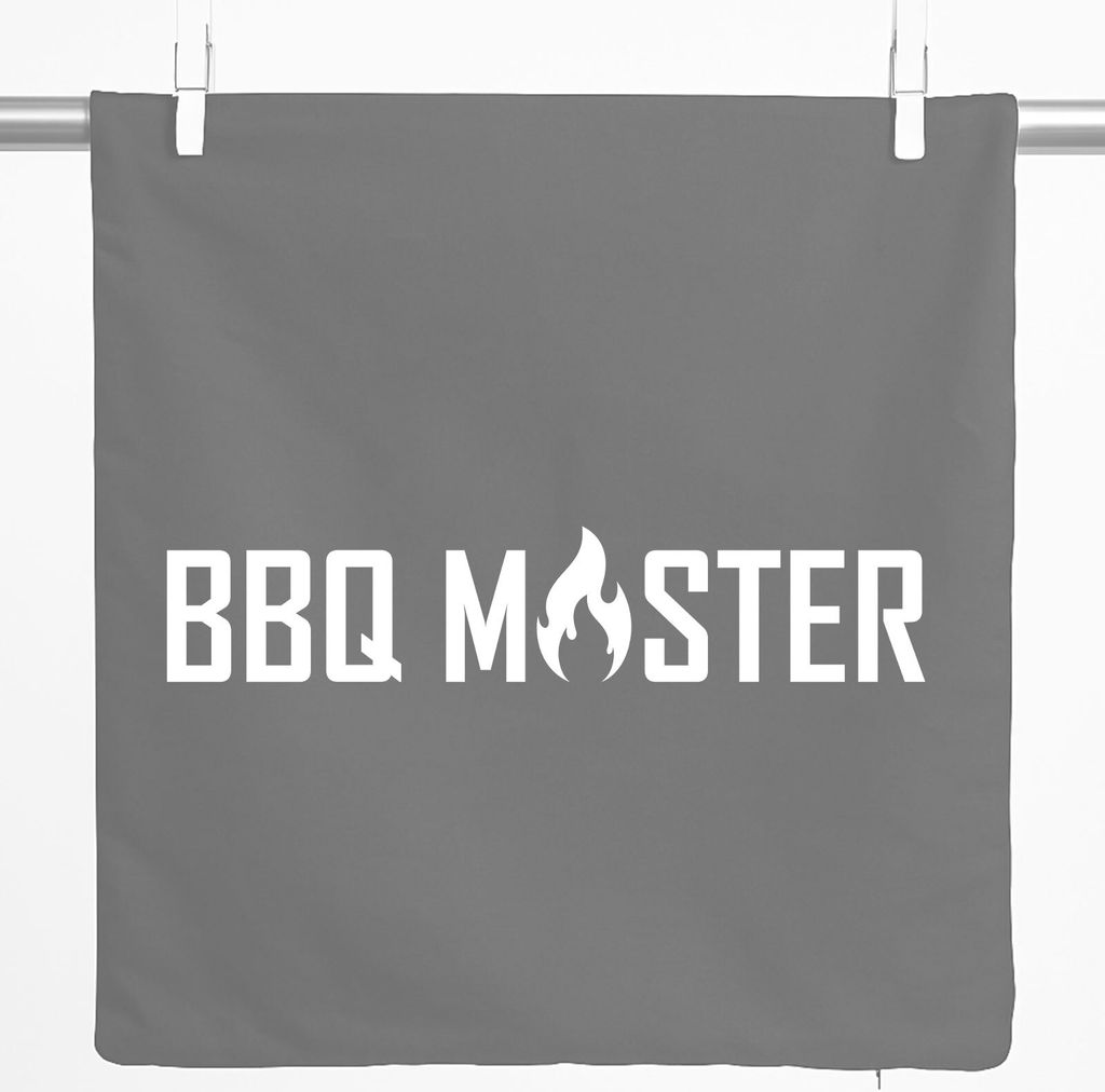 Huuraa Zierkissenbezug BBQ Master Grillen Geschenk 40x40cm Steel Grey Baumwolle BBQ Master Dekoration