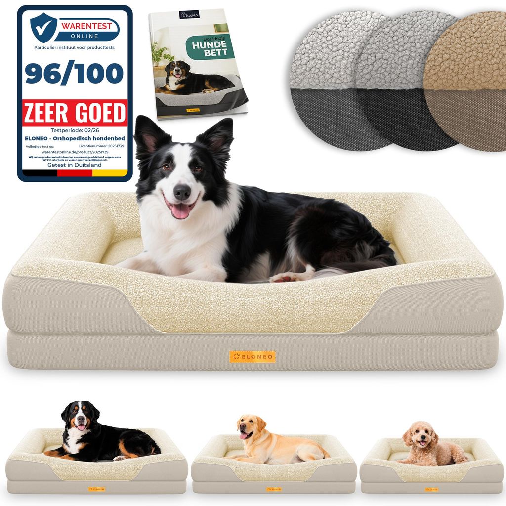 ELONEO Orthopedisch hondenbed, maat M - Crème Productafbeelding 