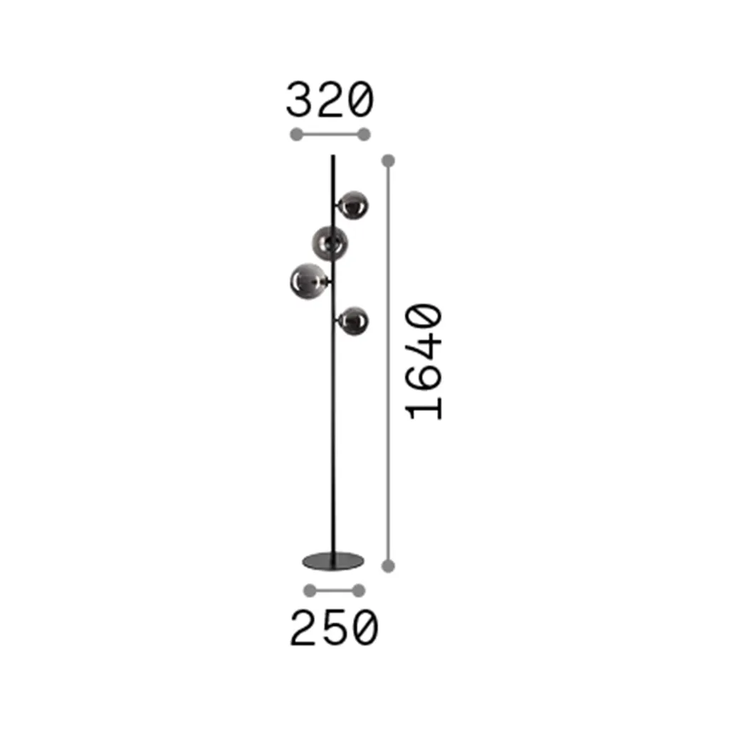 Lampadaire Design 4 Globes en Verre et Laiton Doré Style Moderne G9