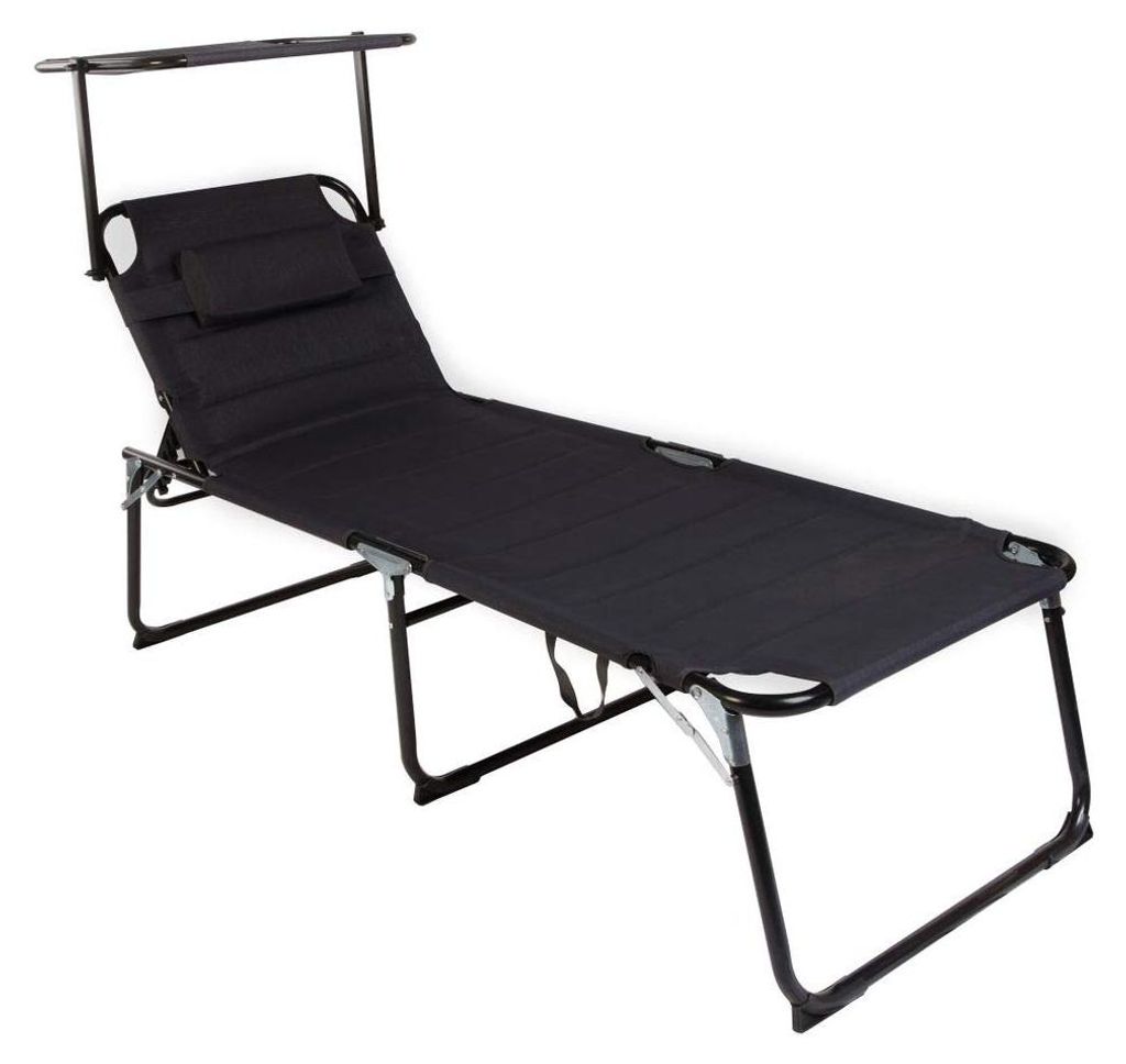 XXL Aluminium verstellbare Gartenliege mit Dach L200xB70cm Produktbild 