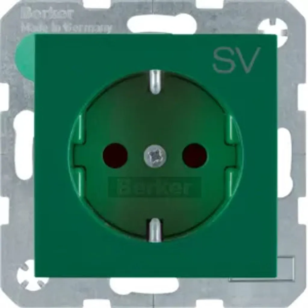 Prise de courant Schuko Berker S.1 vert brillant pour encastrement