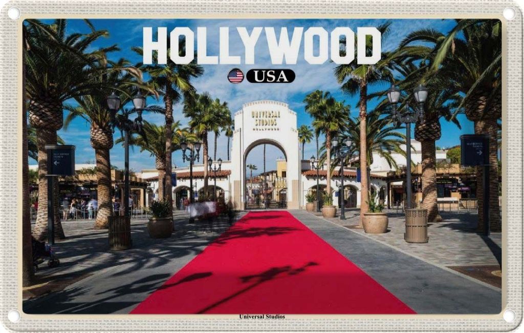vianmo Blechschild 12x18 cm Hollywood USA Universal Studios Bildmotiv Reisemotiv Abenteuer Reisen