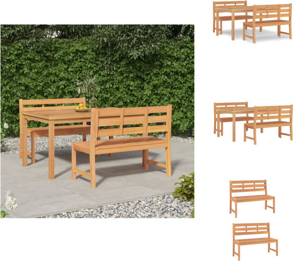 vidaXL 3-tlg. Garten-Essgruppe Massivholz Teak - Gartenmöbel-Sets