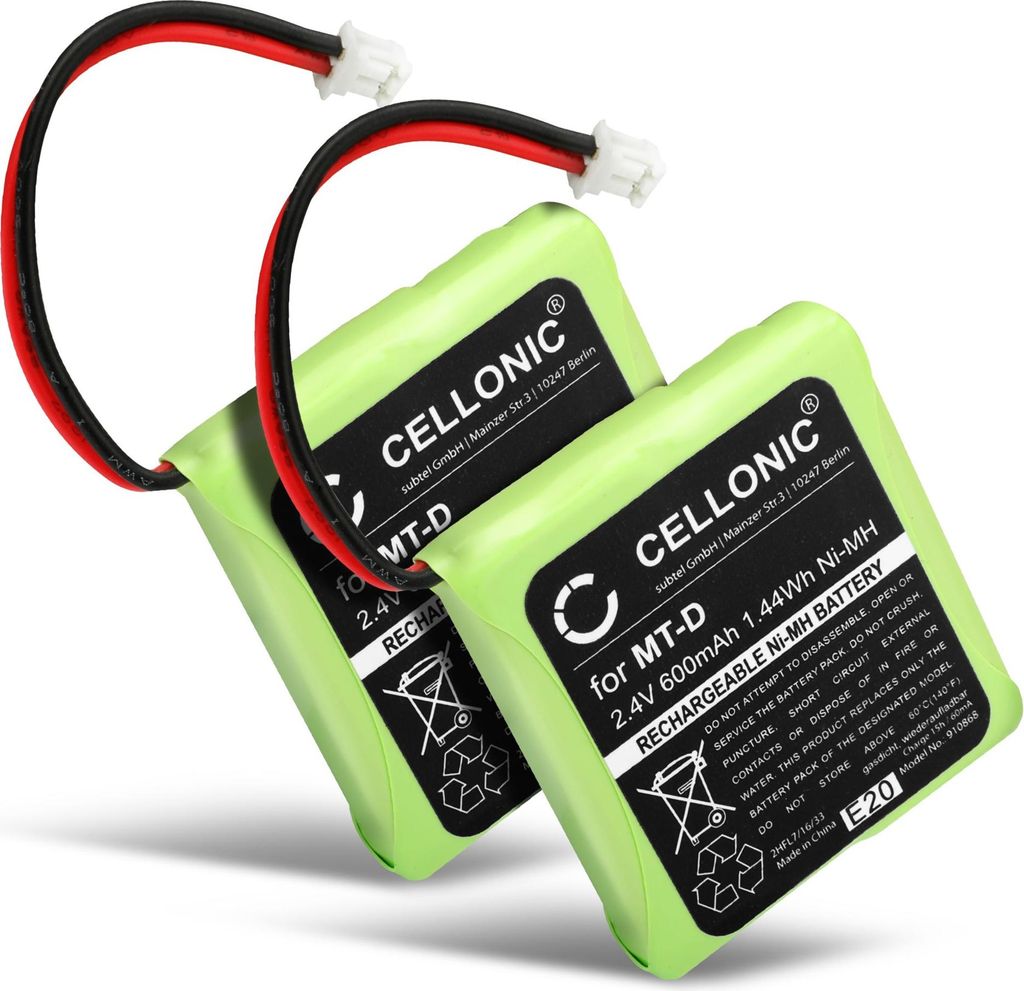CELLONIC 2x Akku für Festnetz Kompatibel mit Audioline Slim DECT 500, Kompatibel mit BT - British Telekom Verve 450, Kompatibel mit Audioline Slim...