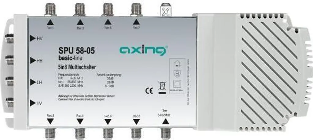 Multiswitch Axing SPU 58-05 SAT: 5 Ingressi per 8 Utenti Indipendenti