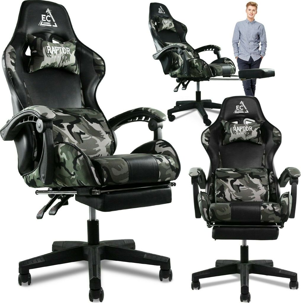 Gaming Stuhl Gaming Chair Chefsessel Bürostuhl PC Stuhl Sportsitz mit Kopfstütze 