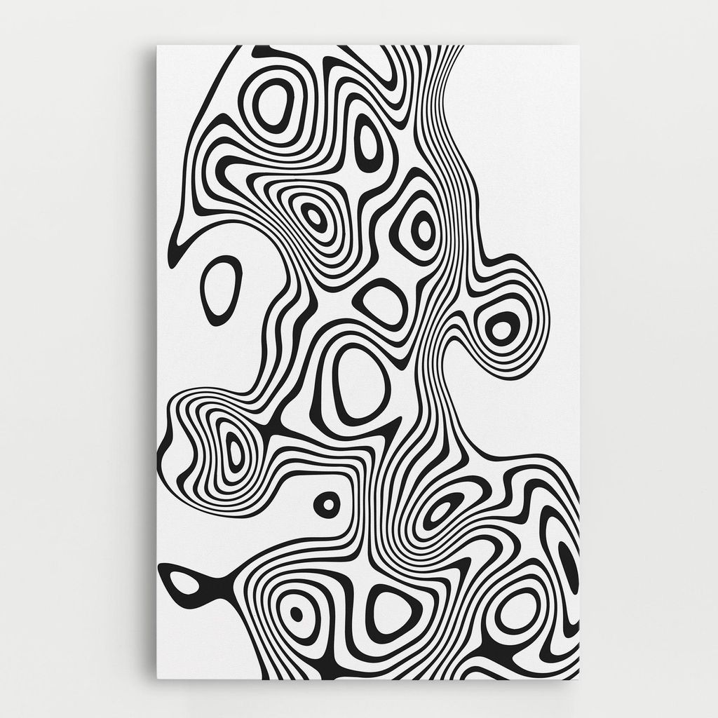 ARTHUB Leinwandbild 80x120 cm, Abstract Line Grey Black | Wohnzimmerdekoration, Hängende Bilder, Wanddekoration, Heimdekoration, Moderne, Schwar...