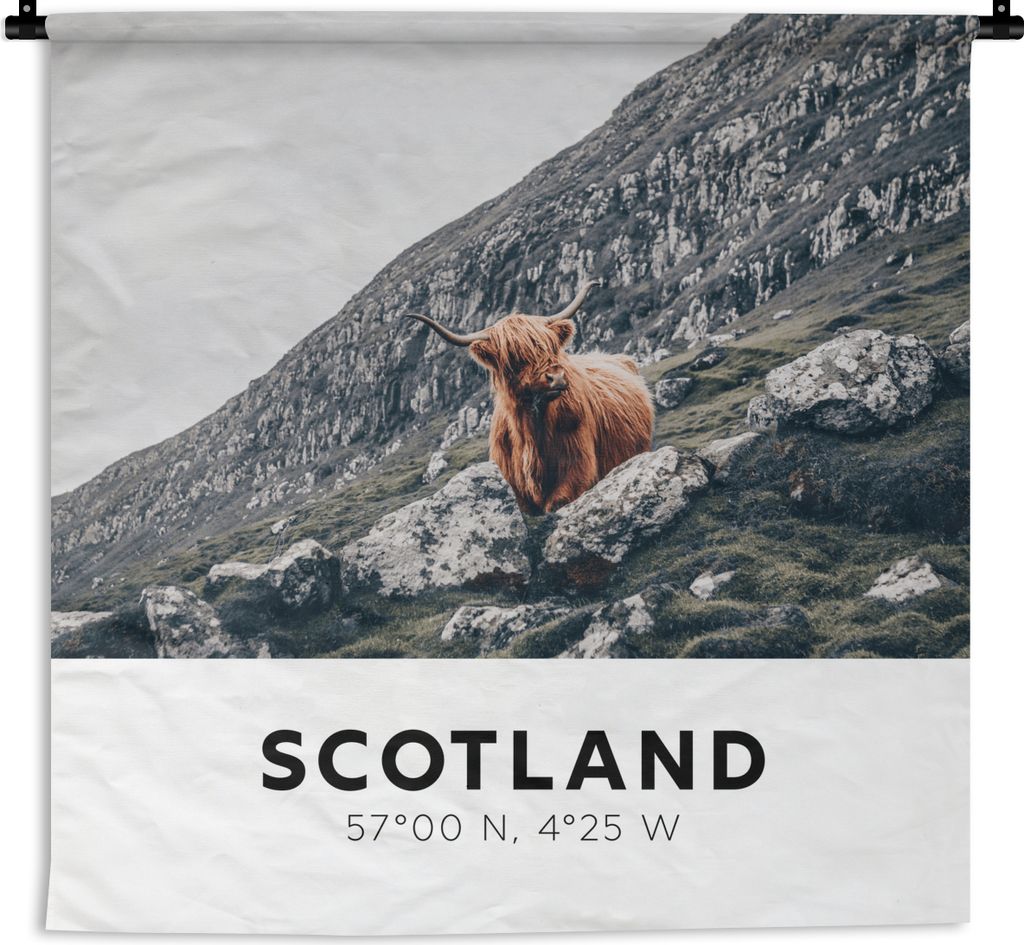 MuchoWow Wandteppich Wandbehang Schottland - Highlander - Berge 60x60 cm Tapisserie Dekoration Wandtuch - Dekorationen - Wand Decke