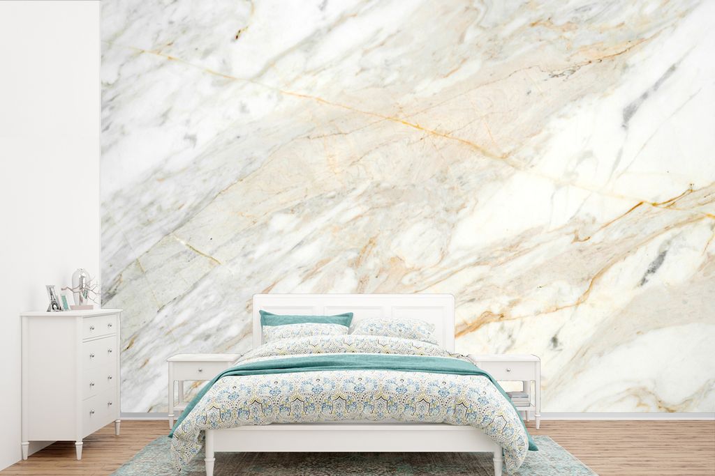 MuchoWow Fototapete für Wohnzimmer oder Schlafzimmer Wandtapete Vinyl Motivtapete Schwarzer und weißer Marmor Foto - 600x400 cm - Vinyltapeten