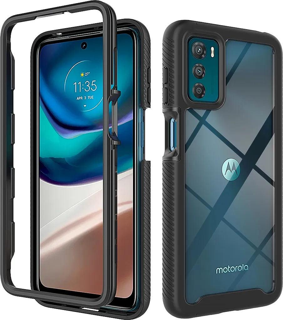 Custodia Motorola Moto G42 - Cover Antiurto Trasparente Ibrida Nera