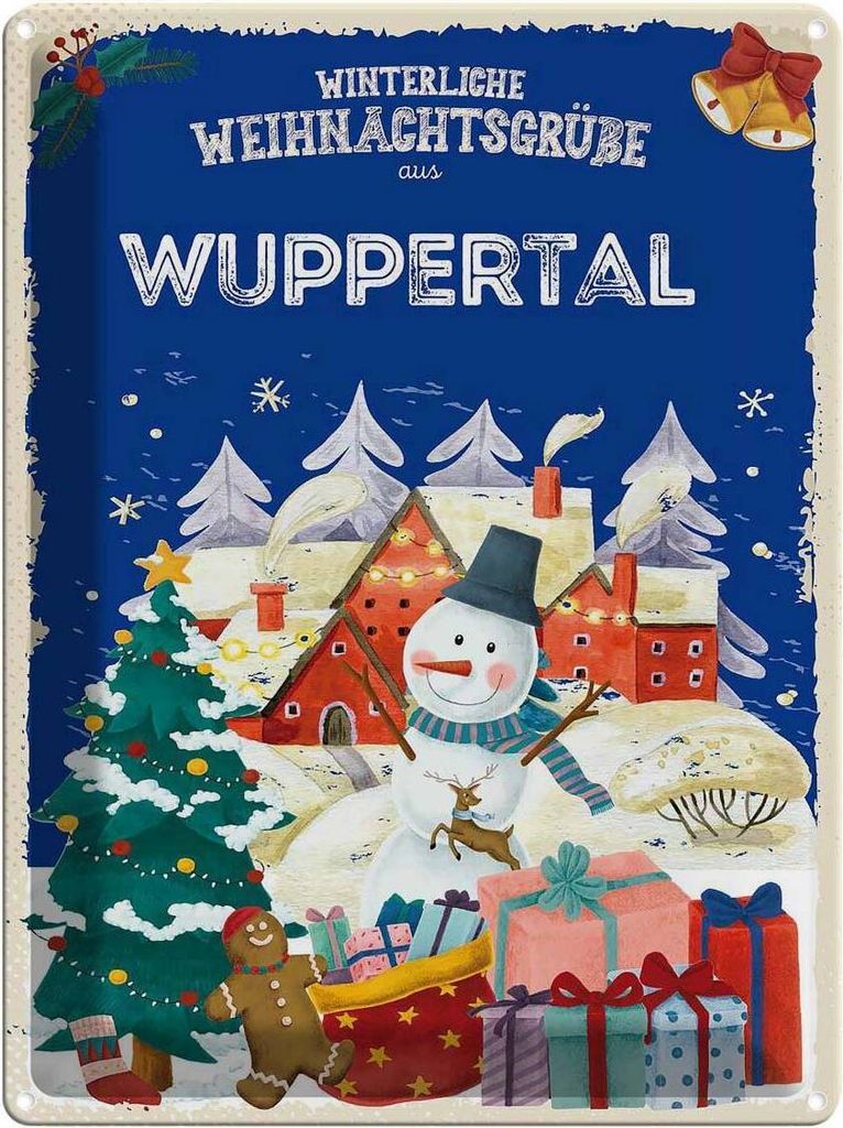 vianmo Blechschild 40x30 cm Weihnachtsgrüße WUPPERTAL Abenteuer Reisen Urlaub Weihnachten