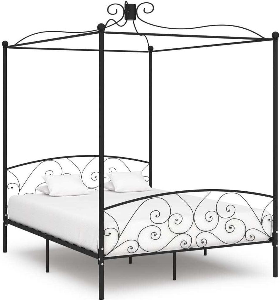 SYFAX Himmelbett-Gestell Schwarz Metall 180 x 200 cm