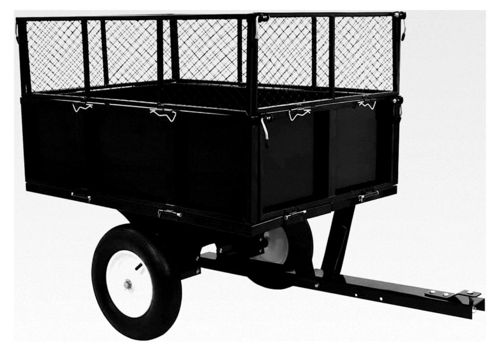 Kippanhänger für Rasentraktoren, Garten Transportanhänger, Gartenwagen, Transportwagen, Outdoor Rasenmäher Anhänger, kippbar, 300 kg Tragfähi...