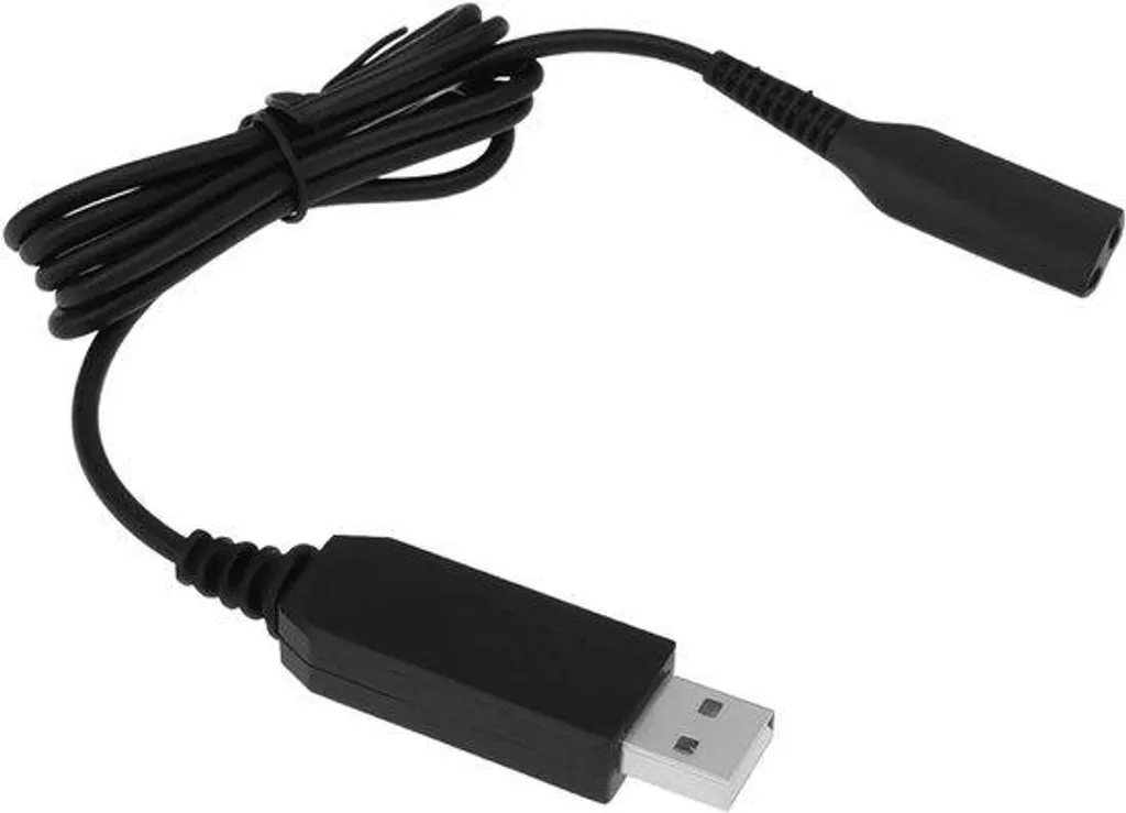 Chargeur USB pour rasoir masculin noir avec câble flexible de 100cm