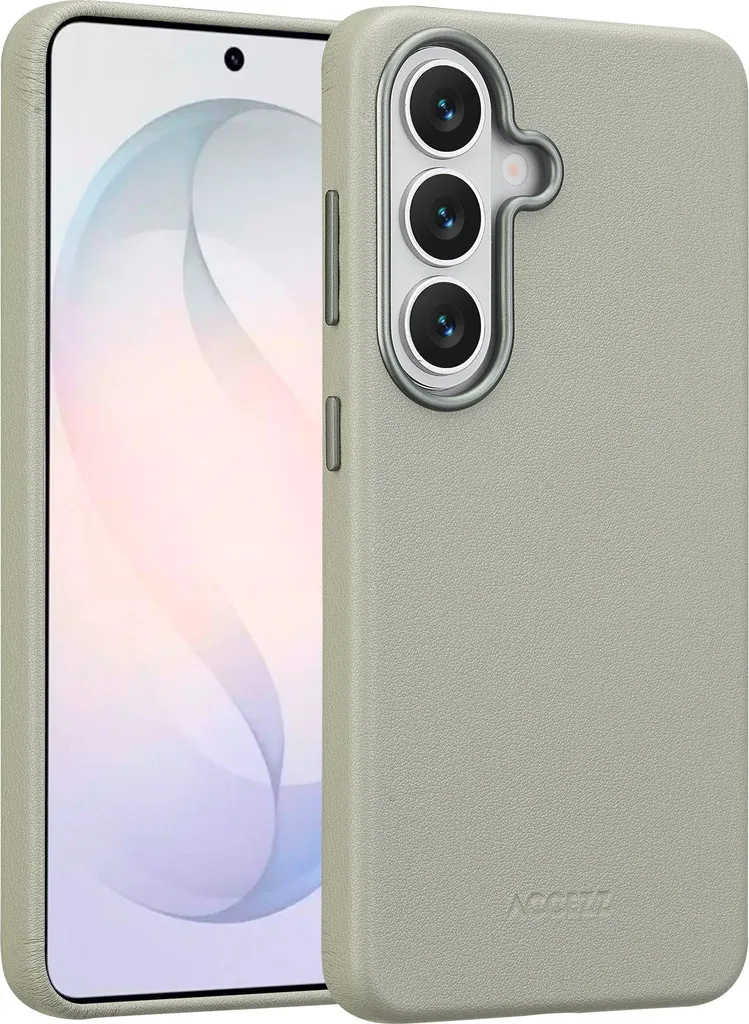 Custodia Accezz MagSafe in Pelle per Samsung Galaxy S26 Grigio Chiaro