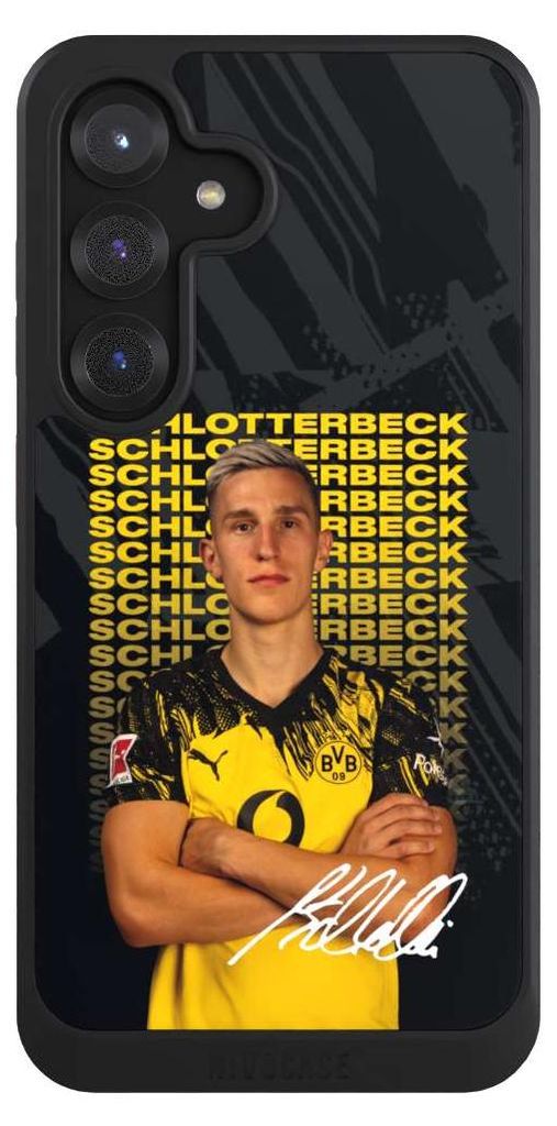 NIVOCASE Hülle für Samsung Galaxy S25 Handyhülle NIVOcore Case Schwarz BVB Borussia Dortmund Nico Schlotterbeck