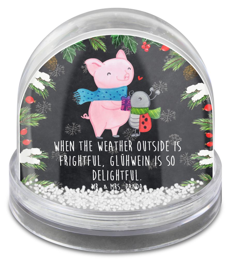 Mr. & Mrs. Panda Weihnachts Schneekugel Glühschwein Smörle - Kreidetafel - Geschenk, Glühwein Ist Köstlich Spruch, Modern, Kreatives Design, S...
