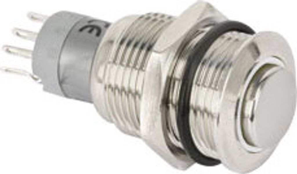 Blanko Vollmetalltaster mit Ringbeleuchtung, 16 mm, Weiß