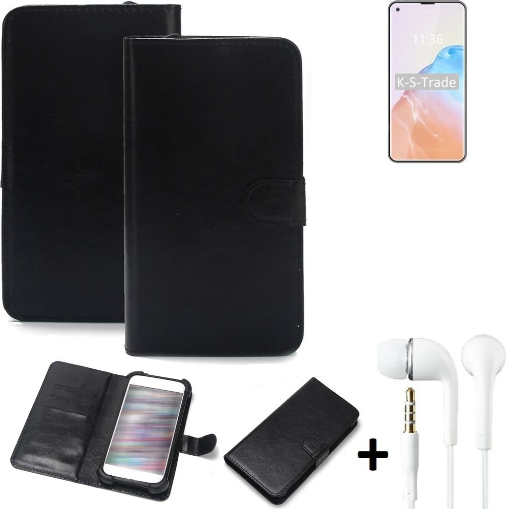 K-S-Trade Wallet Case Handyhülle kompatibel mit Cubot X30 Schutzhülle Flip cover Flipstyle Tasche Hülle Flipcover Slim Bumper schwarz + in ear