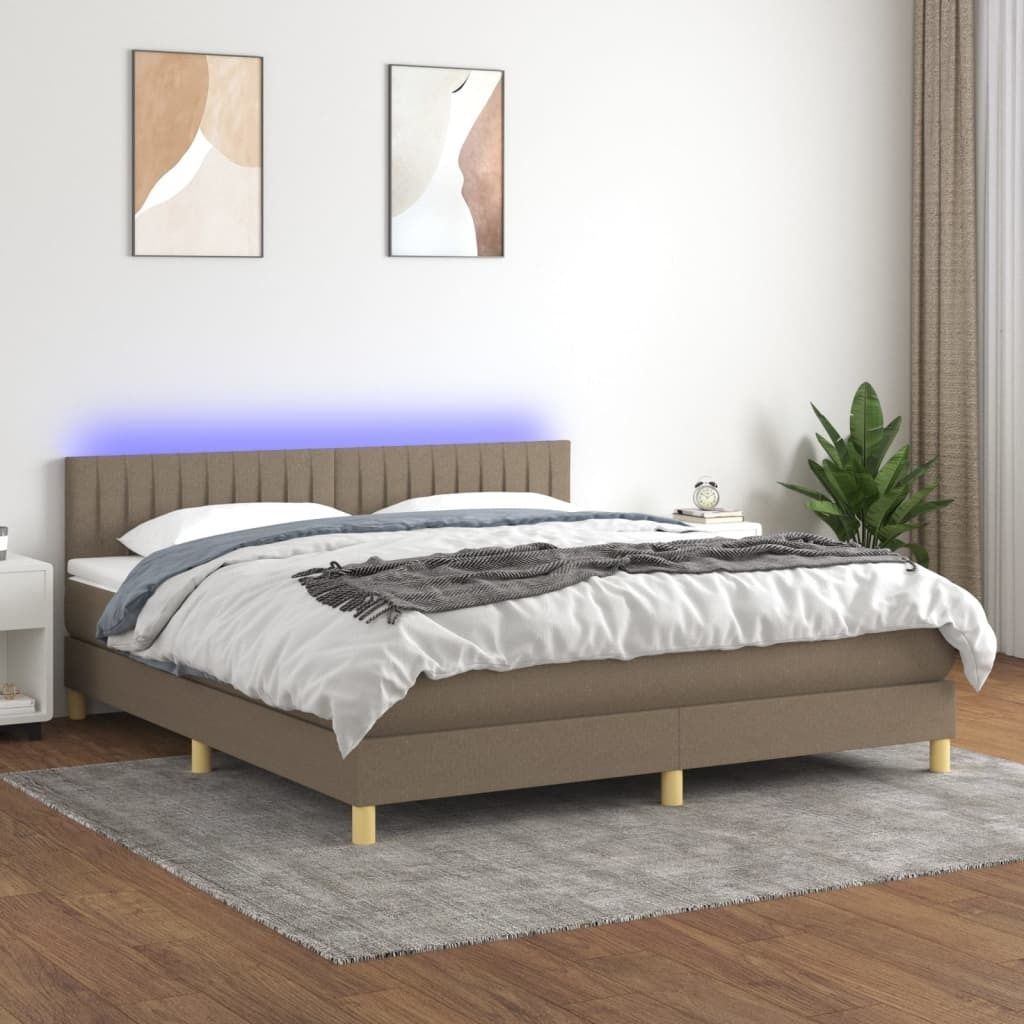 Maison Exclusive - Boxspringbett mit Matratze & LED Taupe 180x200 cm Stoff