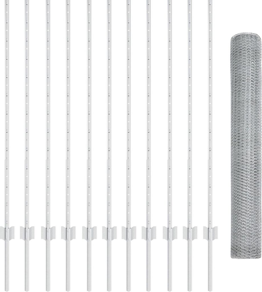 Möbel Gartenzaun Set Set aus 2 Galvanisierter Stahl 25 x 1,2 m - Zaunzubehör 3337003