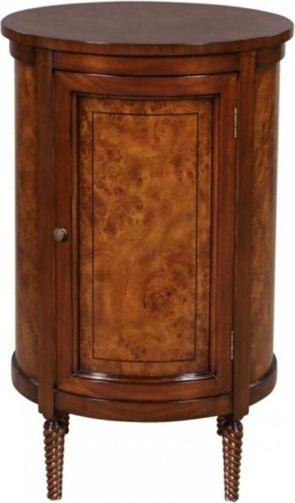 Casa Padrino Luxus Jugendstil Kommode Hellbraun / Braun Ø 57 x H. 82 cm - Kleiner Runder Schrank mit 2 Türen