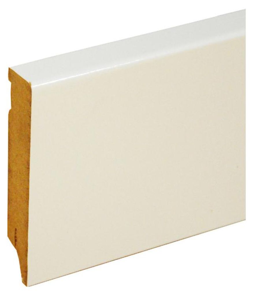 PROFI | 2,50 m | Ultra Weiß 70mm Sockelleiste Vierkant, Streichfähige Glanzfolie, Stabile MDF Sockelleisten, Einfache Cliptechnik Montage, Kabelf...