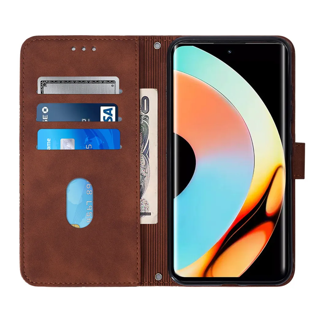 Custodia Realme 10 Pro+ 5G in Pelle Marrone Goffrata Portafoglio - 4