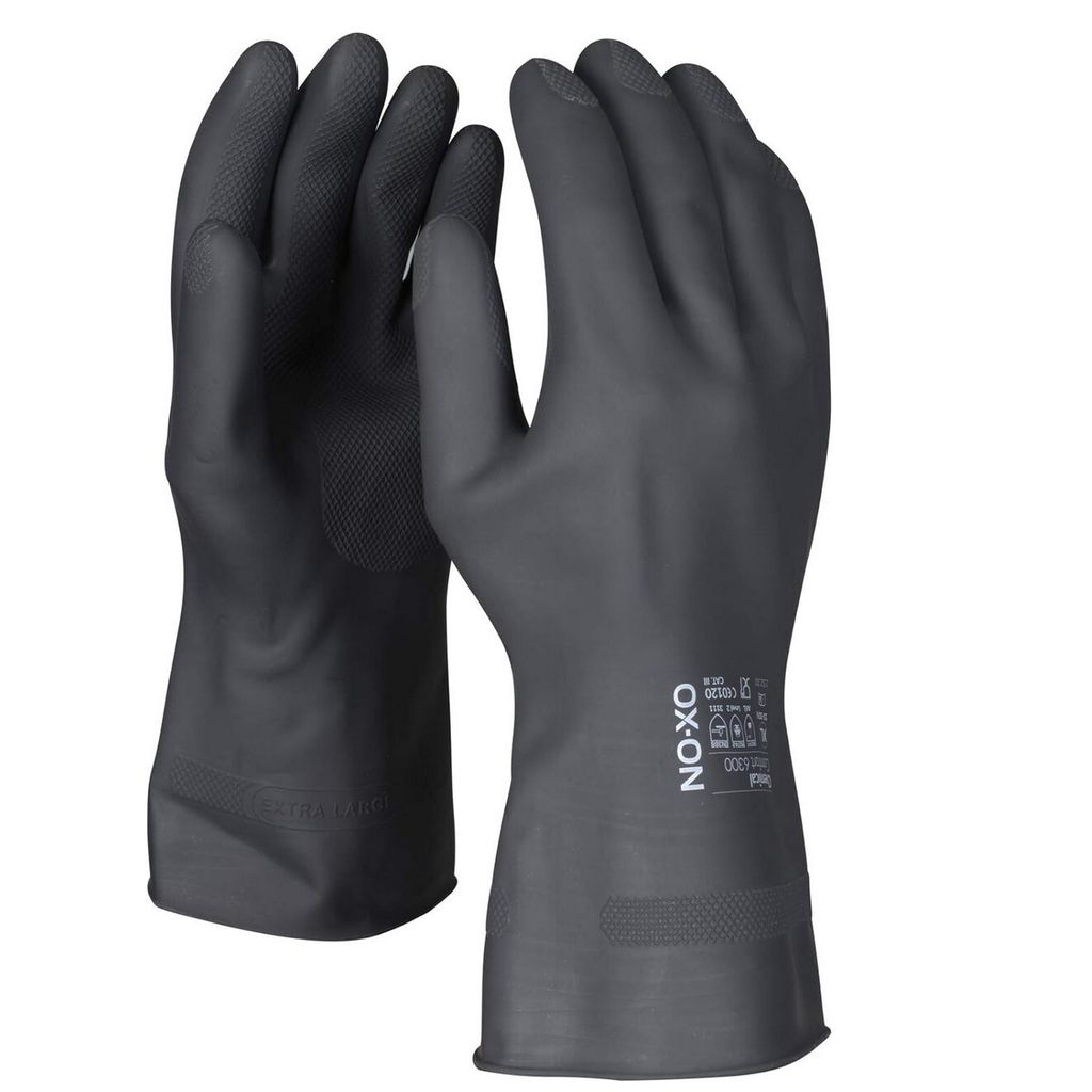OX-ON Chemikalienschutzhandschuhe Comfort 6300, schwarz Größe (9/L), 1 Paar