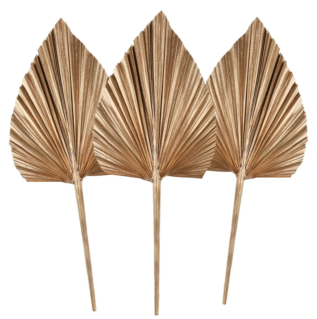 Éventail en feuilles de palmier séchées - Or pour décoration de table