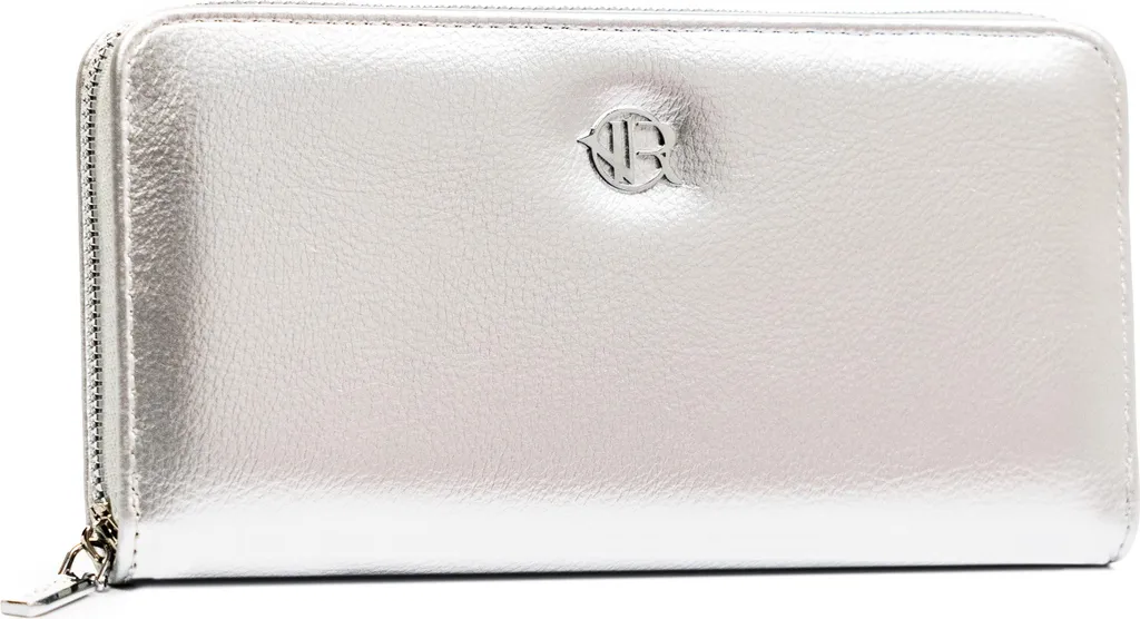 Rovicky | Elegante, portafoglio grande, con cerniera, per donna, argento, 20x10 cm