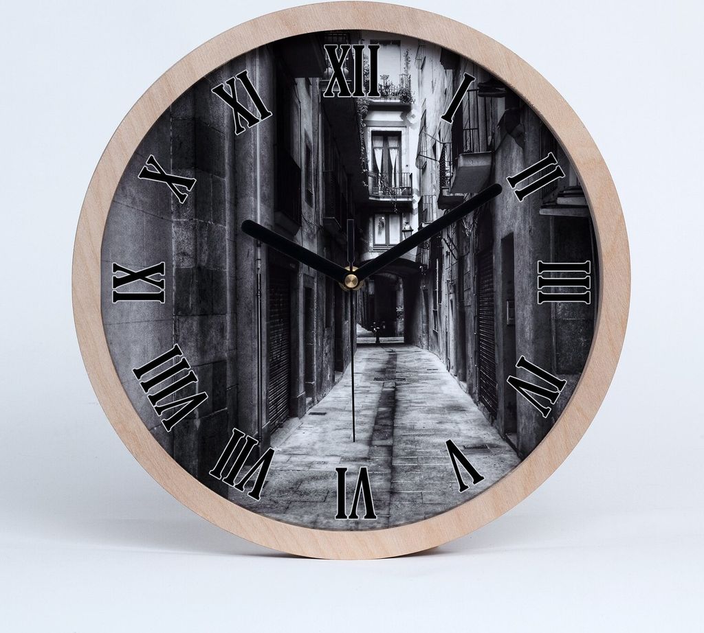 Holzuhr 30fi cm wanduhr - schwarze Spitzen - Barcelona, Spanien