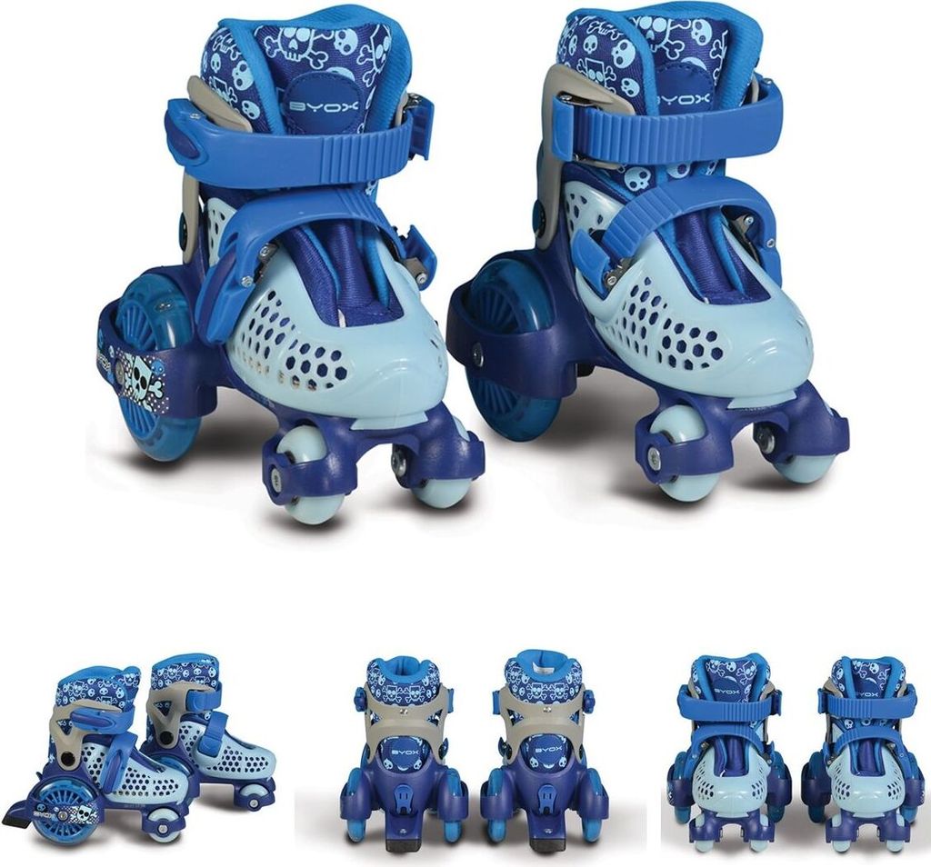 Byox Rollschuhe Beetle Größe XS 26-29, PolyurethanRollen, ABEC-5 Lager, Stopper hinten blau