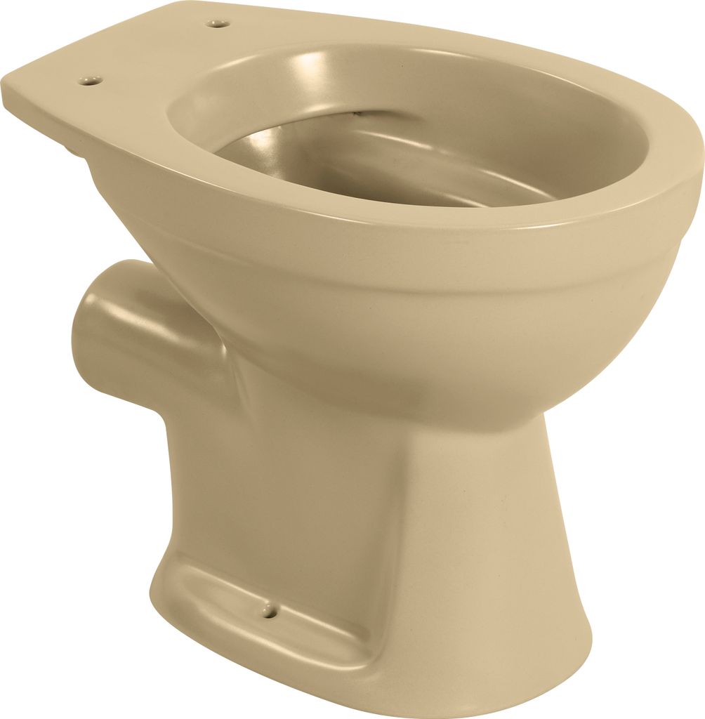 sanicomfort Stand-WC beige spülrandlos, Abgang waagrecht, Produktbild 