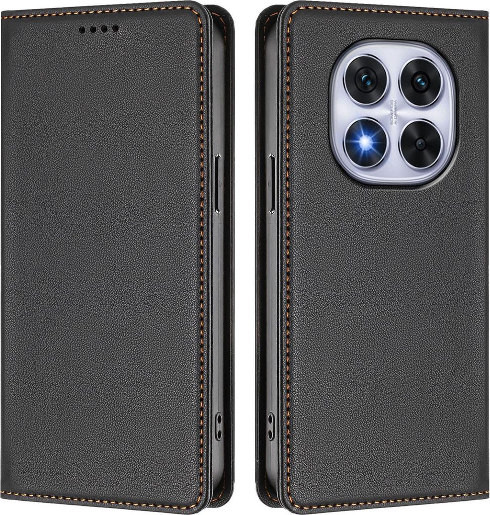 Handyhülle für Xiaomi Poco X7/Redmi Note 14 Pro 5G/14 Pro+ 5G, Kunstleder Klapphülle Stoßfeste Magnetische Hülle mit Ständer Schwarz
