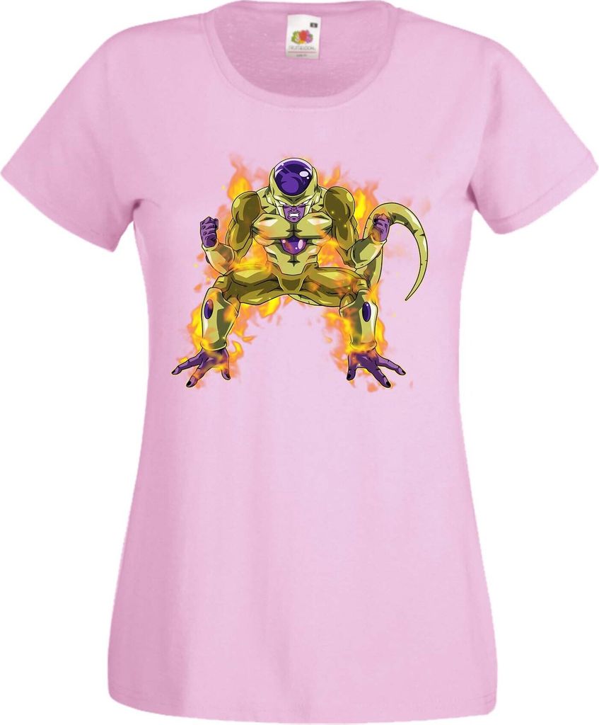 Damen T-Shirt Anime Manga Dragon Anime Manga Ball Z 09 Yellow Frieza, Lady XS / Hellrosa