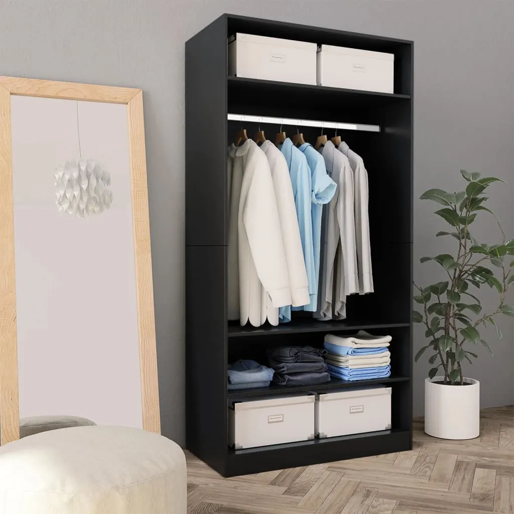 Armoire Noire 100x200 cm - Solution Gain de Place en Bois Composite