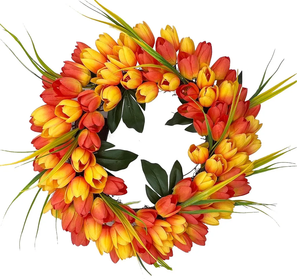 Couronne de fleurs orange résistante aux UV et décoration réaliste