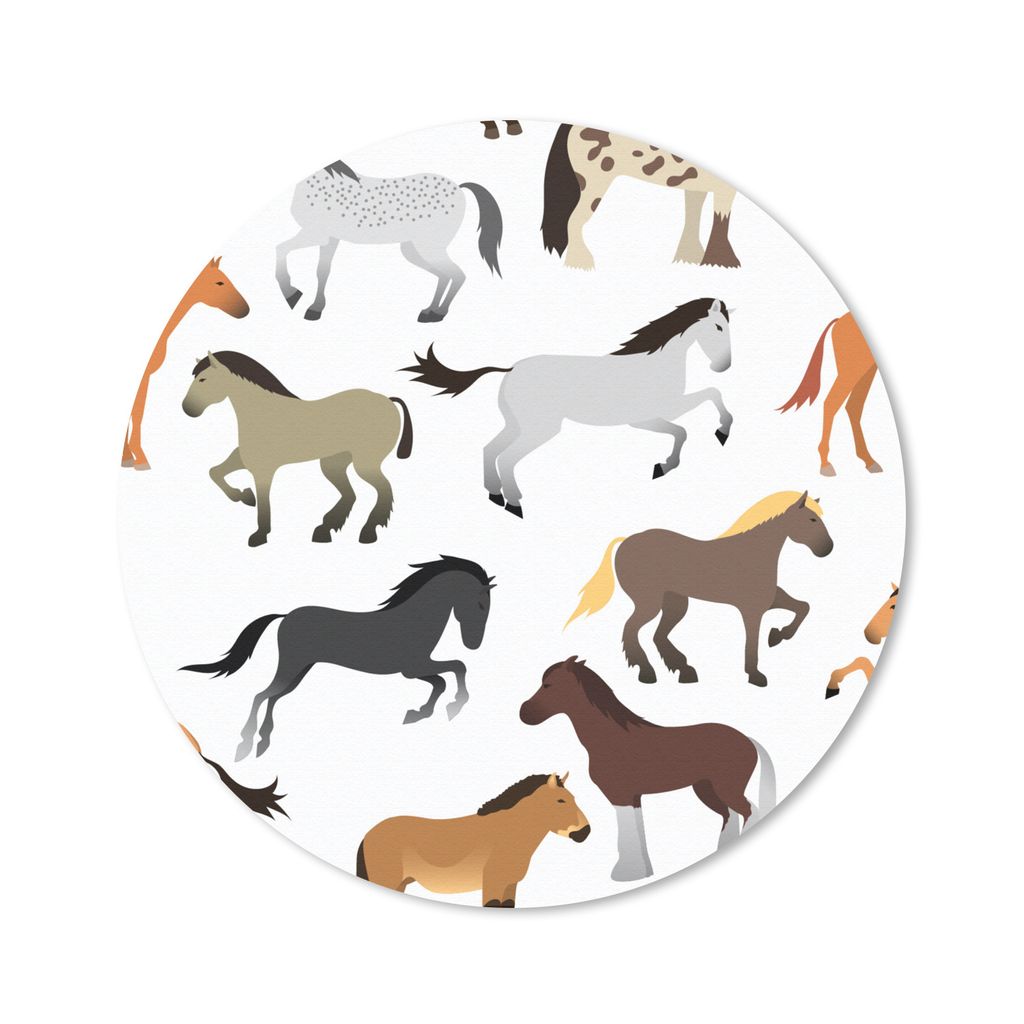 MuchoWow Mauspad Mousepad Pferde - Weiß - Muster - Mädchen - Kinder - Mädchen 50x50 cm - Mousepads - Maus Mat - Pad - Mausunterlage - Vinyl