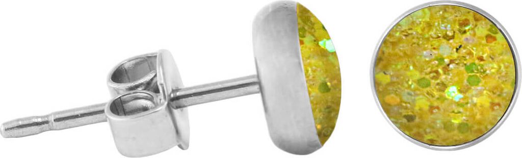 925 Sterling Silber Ohrstecker Glitterline in verschiedenen Farben und Größen Farbe - Gelb Größe - 5 mm