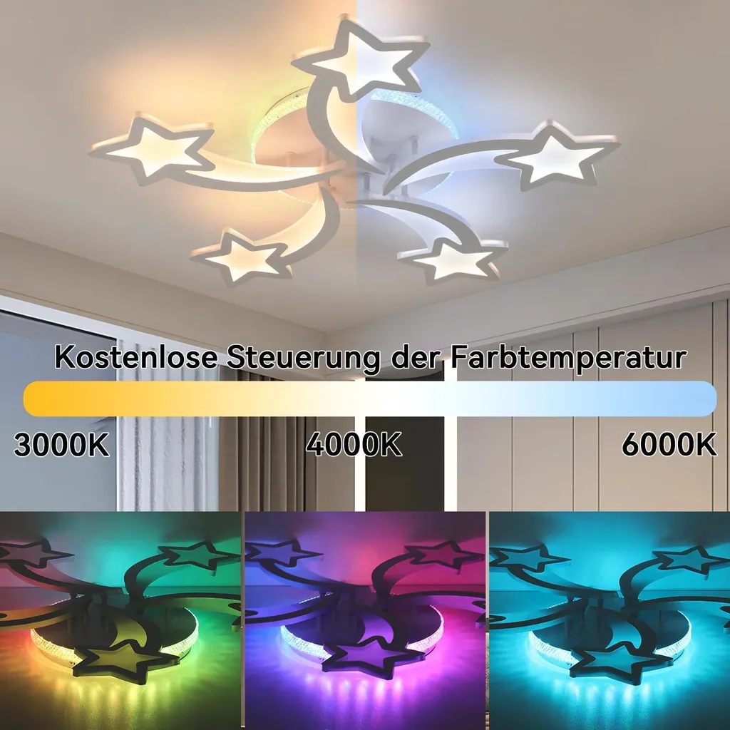 Plafonnier LED 54W Dimmable avec Effets RGB Colorés et Télécommande sans fil - 5