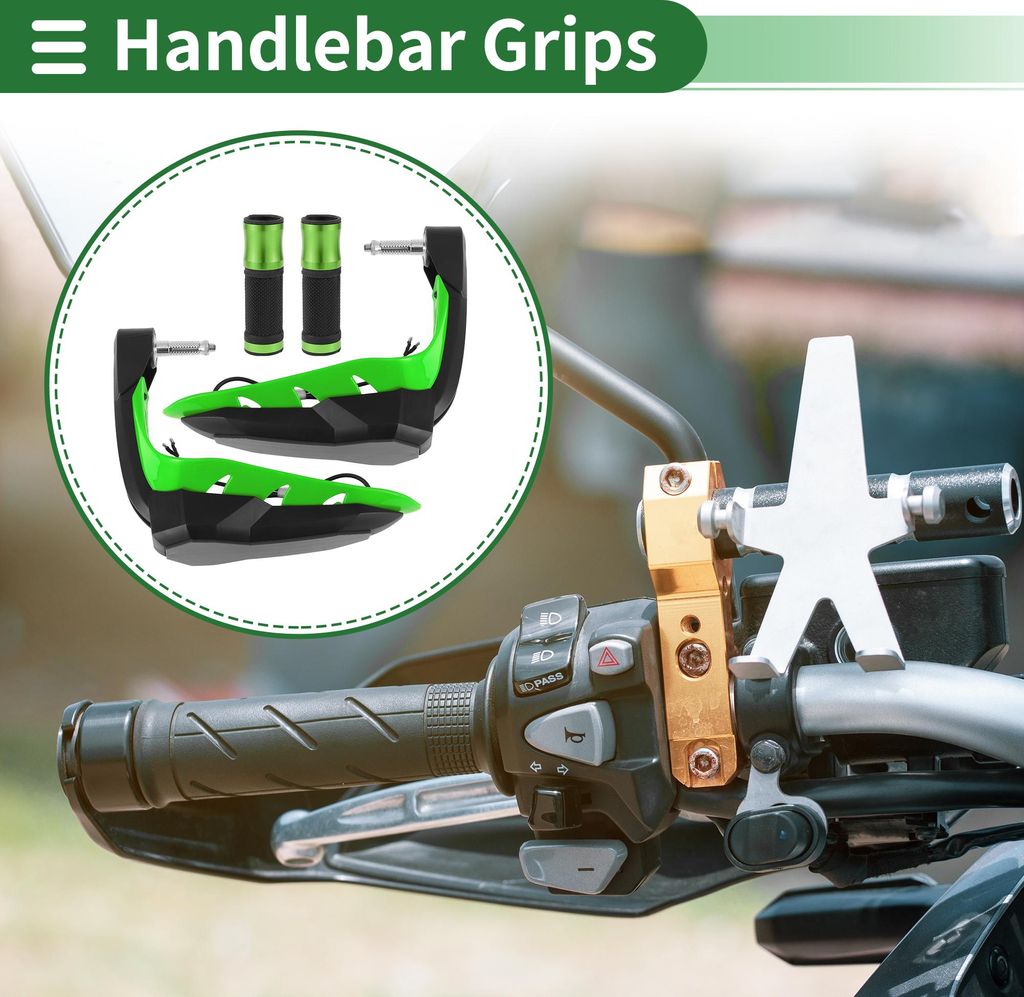 7/8" 22mm 15/16" 24mm Motorrad Lenkergriffe Abdeckung Kit Aluminiumlegierung Gummigriffabdeckung Diamantmuster Grün