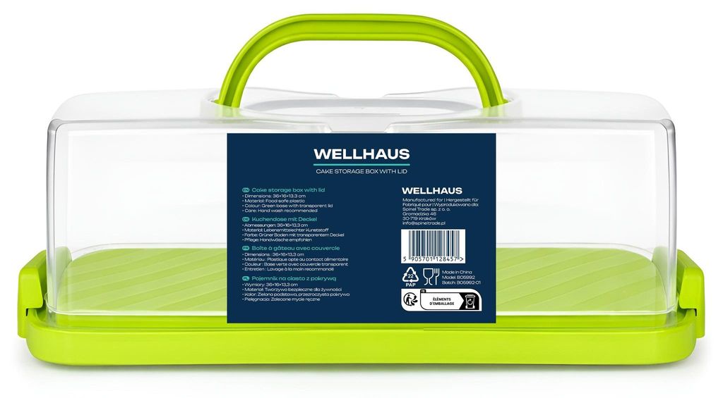 WELLHAUS Kuchenbehälter Grün 36 x 16 x 13,3 cm –